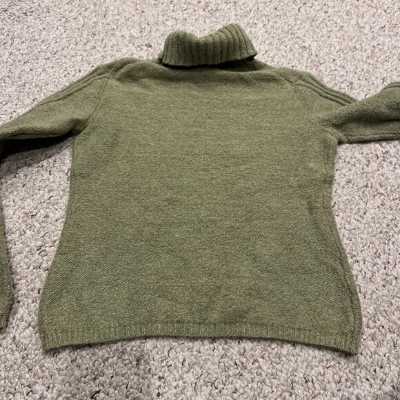 Sundance Turtleneck Sweater Sz M Petite Green Cotton Silk Blend Fall Casual - Picture 6 of 6